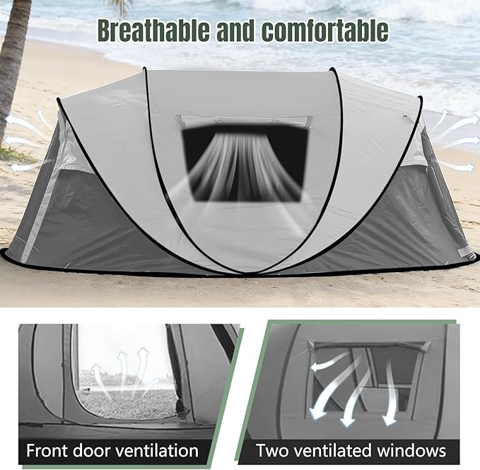 Instant Pop Up Camping Tent, 4-6 Person Tents,Automatic Set Up Tent in 3 Seconds,Waterproof Sunshade Family Tent,Portable Lightweight Dome Tent for Outdoor Camping,Hiking,Travel & Beach