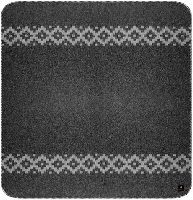 Thick Alpaca Wool Blanket Heavyweight Camping Outdoors Indoors Soft Peru Queen Size Ethnic Design (Dark Gray - Soft Gray, Queen Size)