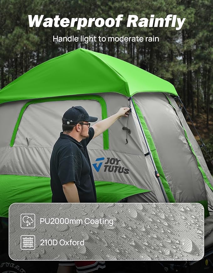 JOYTUTUS Automatic Truck Tent, Easy Set-up, Portable Truck Bed Tent 5.5FT-6.5FT with Rainfly, Truck Camping Tent with Waterproof PU2000mm Double Layer for 2 Person