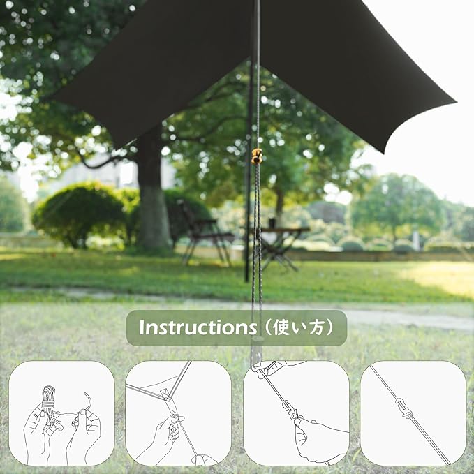 TRIWONDER Reflective Guyline, Tent Cord Nylon Paracord Rope with Guyline Adjuster for Camping Tent, Outdoor Packaging (Black - 8 Pack)