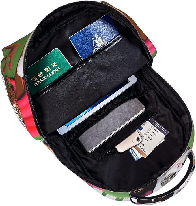 Men Women Lightweight Cute Animals Happy Dogs And Cats Art Casual Daypack Big Capacity Bookbag With Padded Straps for Gym Travel Walking Cycling