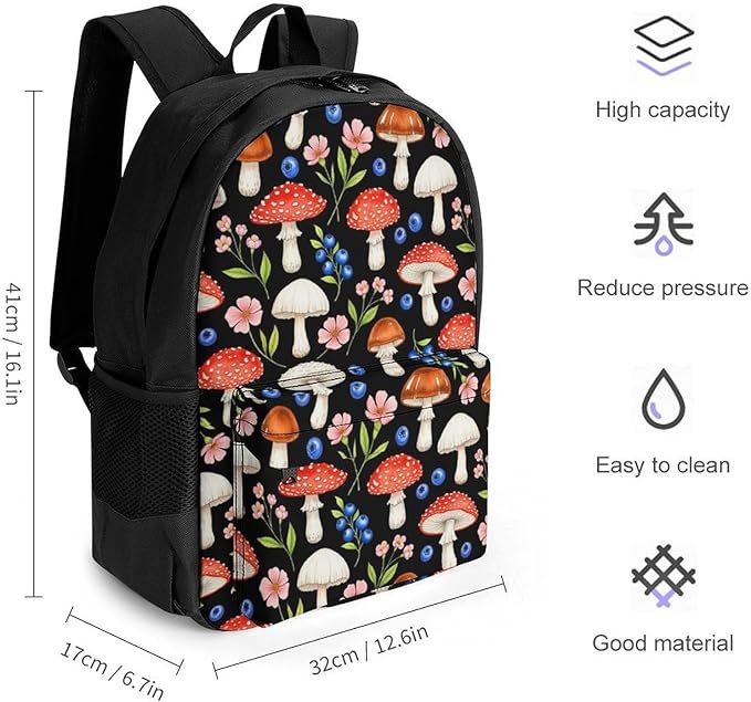 Rucksacks Lightweight Multipurpose Anti-Theft Autumn Fall Leaves Cool Mushrooms Shoulder Bag Large Capacity Business Computer Bag With Smooth Zippers