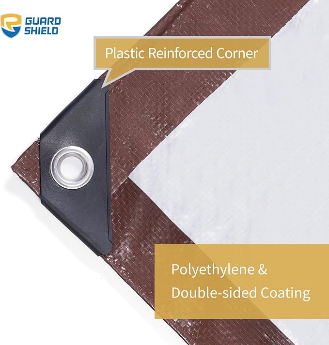 GUARD SHIELD Tarp 10x12 Feet Waterproof Brown/Silver Tarps 8Mil Multi Purpose UV Resistant Cover for Outdoor,Camping,Tent,Boats