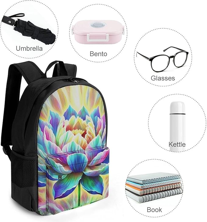 Lightweight Rucksacks for Climbing Outdoors Walking Cycling, Large Capacity Anti-Theft Multipurpose Carry On Bag, Healing Poppy Flower Camping Outdoor Backpack