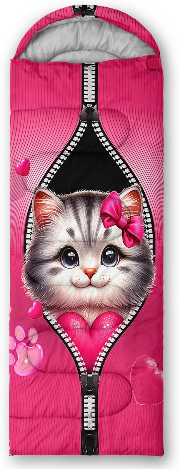 AILONEN Kawaii Puppy Sleeping Bag for Kids Boys Girls,Warm and Cool Weather,Lightweight,Waterproof Backpacking,Cartoon Cute Dog & Duck Animal Themed Blue Sleeping Bag for Camping