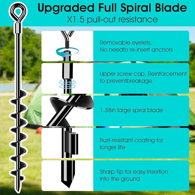 27" Ground Anchors Heavy Duty Shed Anchors Kit, Mobile Home Anchor with 3/16" Galvanized Cable and Turnbuckles for Sheds Canopy Gazebo Trampoline Swing Set(6x27in)