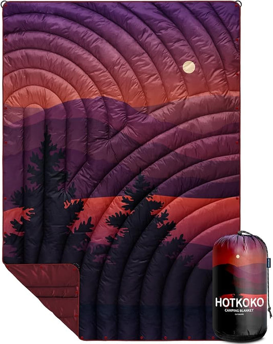 Camping Blanket,Lightweight Puffy Printed Camping Blanket Packable Outdoor Blanket for Camping,Traveling, Stadium, Hiking, Picnics