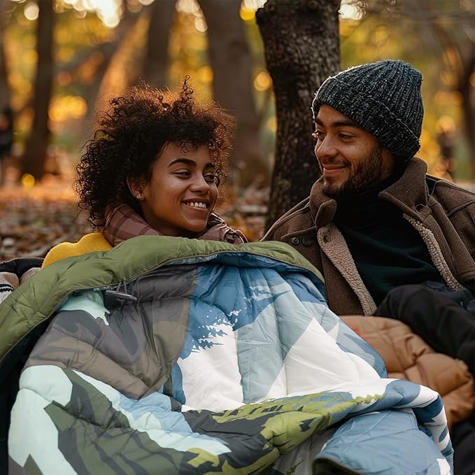 Camping Blanket Puffy - Outdoor Stadium Blanket Wearable, Lightweight, Packable, Machine Washable Camping Quilt for Traveling, Picnic, Beach, Party