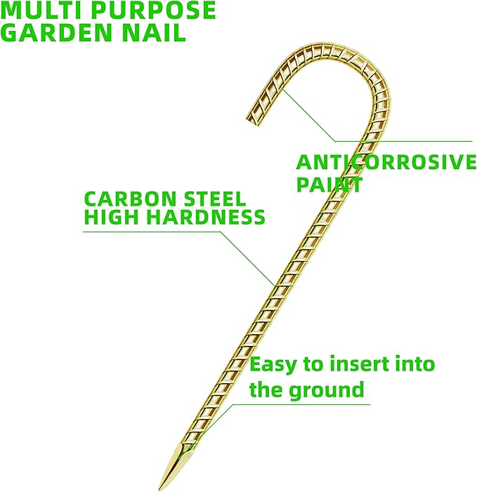 40 Pack 12 Inch Rebar Stakes Anti-Rust Galvanized Steel J Shape Hook Strong Ground Anchors for Tents, Position Kits, Fences, Trampolines Landscape Fabric for Farm Garden