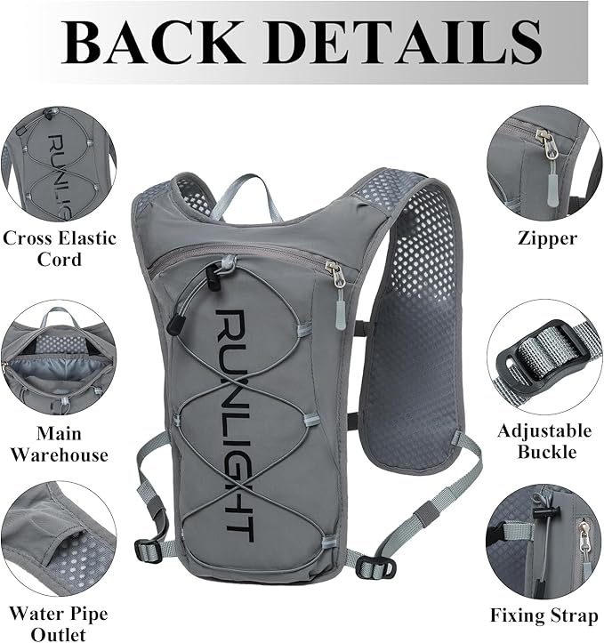 Running Vest for Women Men Lightweight Hydration Backpack Pack with 1.5L Water Bladder Bag Hydro Daypack for Hiking,Trail,Skiing,Camping,Cycling,Race,Marathon
