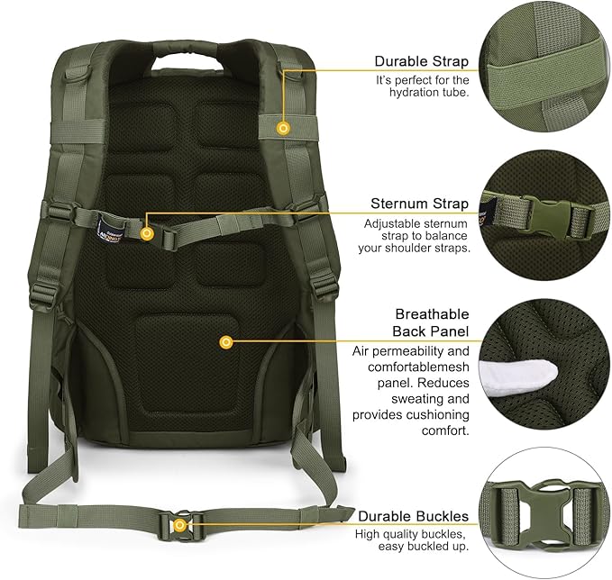 Mardingtop Military Tactical Backpack for Men 40L Molle Rucksack Assault Pack EDC Daypack for Hiking,Travel,Camping, Hunting