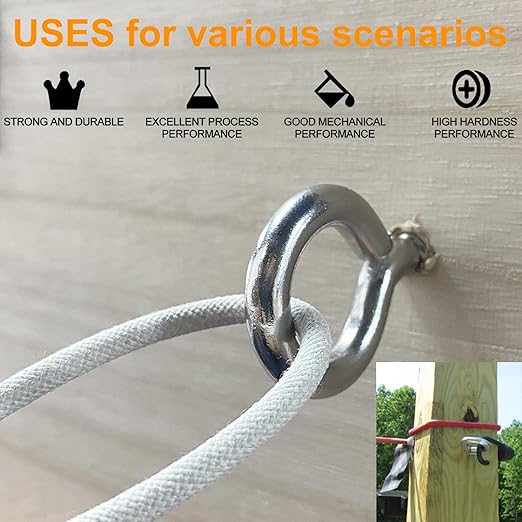 M6 20 Pcs 304 Stainless Steel Screws Eye,2.56 Inch Screw Self Tapping Eye,Load Bearing 200LB, Duty Eye Bolt for Wood Securing Cables Wire,Indoor & Outdoor Use (20, M6 2.56 Inch)