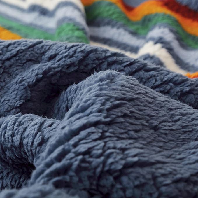 UKELER Boho Sherpa Fleece Blanket 80'' × 90'', Ultra Soft Aztec Queen Blanket for All Season, Cozy, Plush, Bohemian Throw Blanket for Bed/Couch/Sofa/Office/Camping