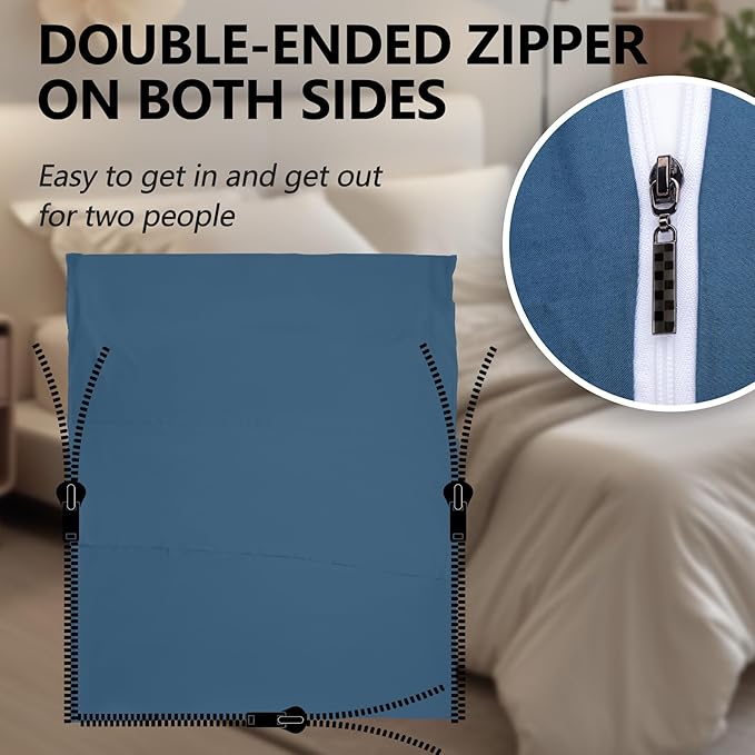 Sleeping Bag Liner,Long Staple Cotton, Adult Sleep Sack & Travel Sheets,Travel Sleep Sack for Backpacking, Hotels & Hostels Lightweight Travel Sheet Camping Sheets,Has Full Length Zipper