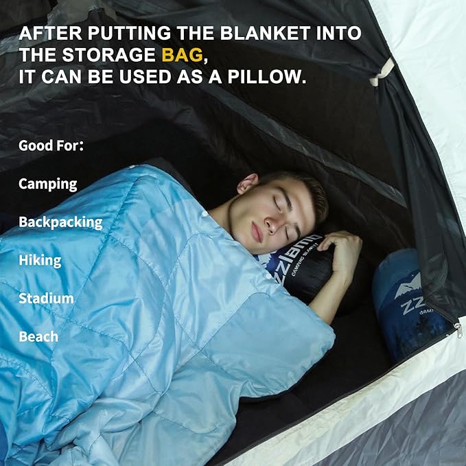 zzlamb Hooded Stadium Blanket,Waterproof Outdoor Camping Blanket Polar Fleece,Warm Windproof Portable for Stadium,Sports,Picnic,Beach,Car,Pets,56x75in Cyan Ridge Fade