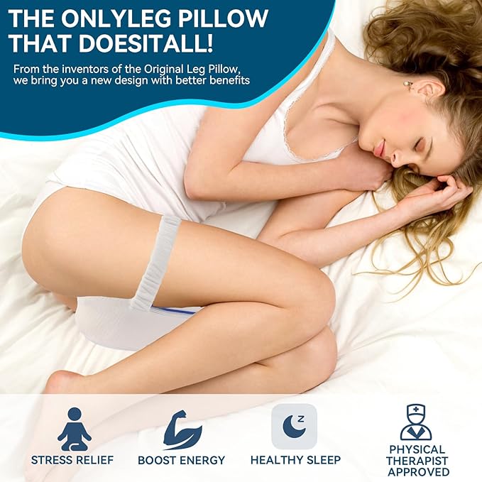QISHFEN Knee & Leg Pillows Foam Support Pillow for Sleeping for Back Pain,Leg Pillow for Sleeping On Side, Memory Foam Cushion Knee Support Pillows,Pregnancy Pillow Removable (with Strap)