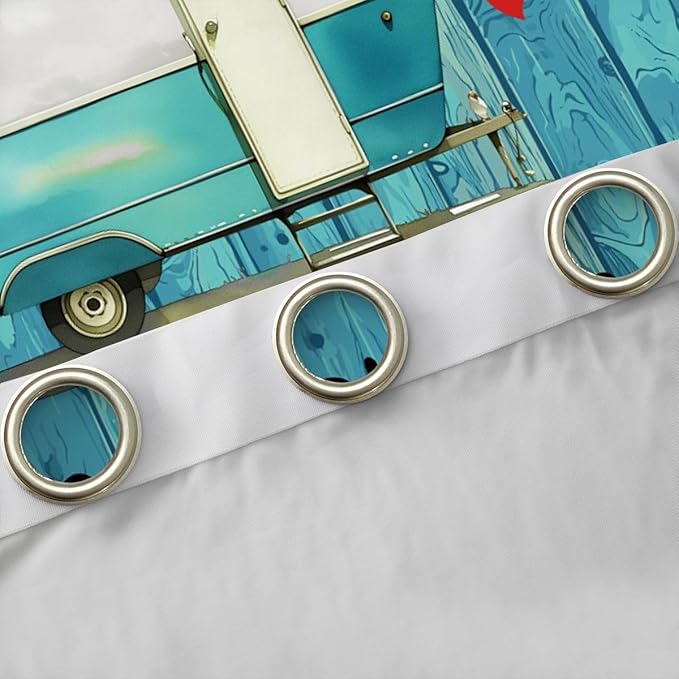 Erosebridal Happy Camping Window Drapes Cartoon Camper Blackout Curtains 38" Wx54 L RV Camper Decor Curtains for Bedroom Living Room,Vintage Farmhouse Window Treatments 2 Panels