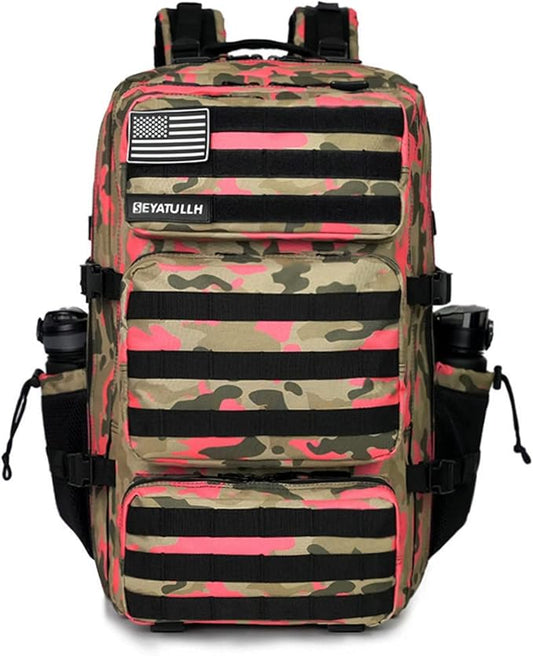 Military Tactical Backpack 55L for Men & Women Bug Out Bag Assault pack Molle Daypack Hiking Trekking Rucksack (Pink camouflage)