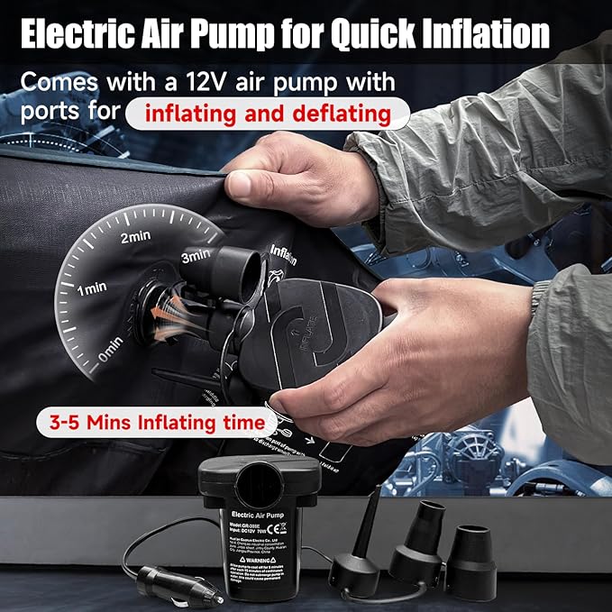 Inflatable SUV Air Mattress Bed Car Mattress for SUV, Double-Sided Flocking Travel Camping Bed Car Air Mattress, Car Sleeping Mattress Bed for Universal SUV with Air Pump & 2 Pillows