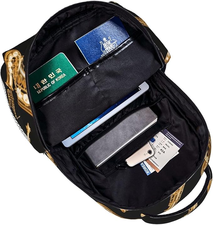 Lightweight Daypack for Camping Business Walking Cycling, Large Capacity Anti-Theft Multipurpose Bookbag, Saxophone Music Gym Outdoor Hiking Backpack