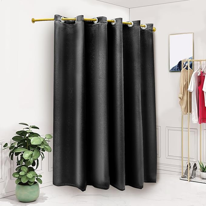 U-Dressing Room Privacy Protection Changing Room Divider - C-Shaped, Black, Big - Fitting Room Curtain for Boutique