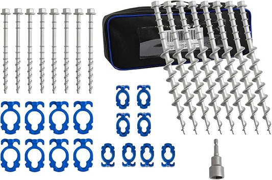 Homeon Wheels 16 Pcs Aluminum Ground Anchors, Non-Rust Cast Tent Stakes Heavy Duty Metal Tent Stakes Pegs for Securing Animals, Tents, Canopies, Sheds, Car Ports, Swing Sets Outdoors Beach