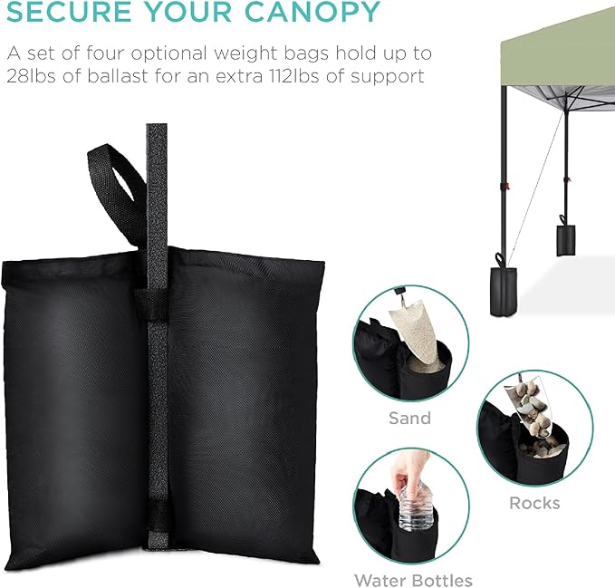 Best Choice Products 8x8ft Pop Up Canopy Tent, Outdoor Shade, 1 Person 1 Minute Set Up, Carry Case, 4 Weight Bags - Sage Green