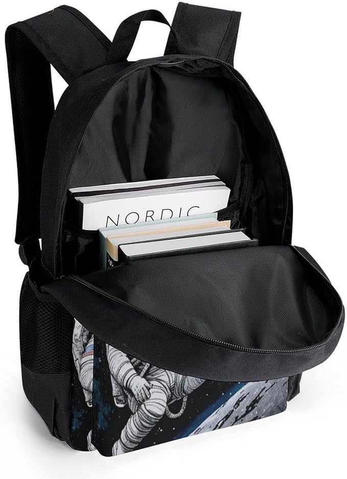 Daypack Bookbag Multipurpose Anti-Theft Big Capacity Carry On Bag, Astronaut Space Art Travel Hiking Camping Rucksack With Padded Straps