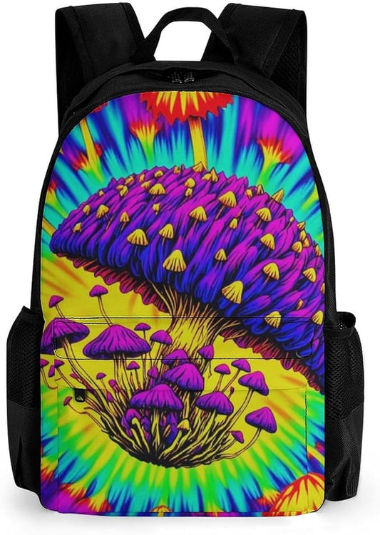 Backpack Lightweight Anti-Theft Multipurpose Psychedelic Mushrooms Tie Dye Art Shoulder Bag Large Capacity Travel Hiking Backpack With Padded Straps