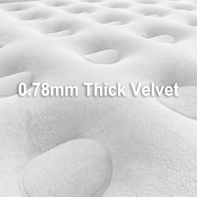Queen Air Mattress wit with 1300mAh Battery Powered Pump,18"Raised Super soft and comfortable Dutch velvet fabric750lbs Support Portable Inflatable Mattress,Air Bed for Camping, Home and Guest-Purple