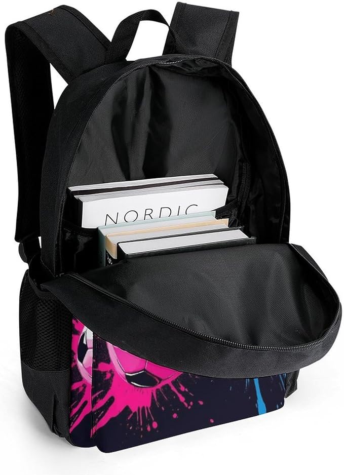 Rucksacks Lightweight Multipurpose Anti-Theft Colorful Paint Splash Ink Soccer Ball Football Black Shoulder Bag Large Capacity Business Computer Bag With Smooth Zippers
