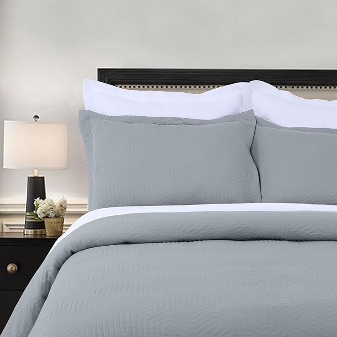 Threadmill Luxury Cotton Blankets for Queen Size Bed | All-Season 100% Cotton Queen Size Blanket | Aster Jacquard Cozy Lightweight, Soft Breathable Coverlet fits Full Size Bed, 90x92 | Scottish Grey