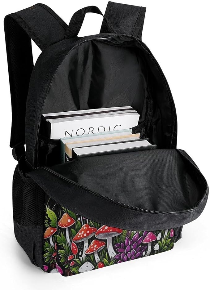 Lightweight Daypack Bookbag for Trekking Business Walking Cycling, Big Capacity Anti-Theft Multipurpose Carry On Bag, Magic Mushrooms Trip Business Computer Bag
