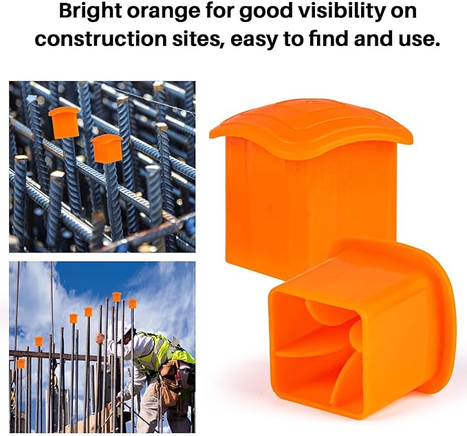 Sukh Rebar Caps - 30Pcs Orange Mushroom Safety Cover for T-Posts, Building Construction Protection Stakes - Plastic End Caps Fit #3-#7 Stake Sizes