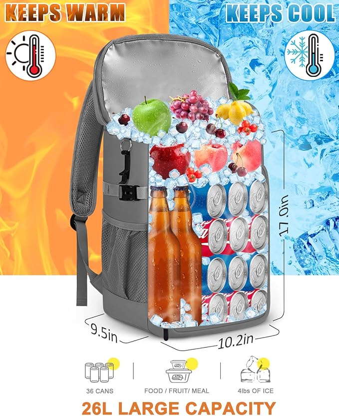 Capolo Cooler Backpack Insulated Waterproof for Women Men,36/45 Cans Lunch Backpack Coolers Leak Proof Soft Cooler Bag Ice Chest for Camping Beach