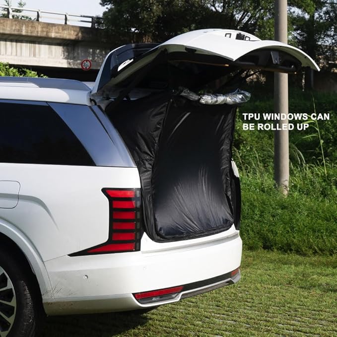 SUV 3 in 1 Tailgate Tent with TPU Window&Mesh Screen,Trunk Camping Tent, Waterproof 2000MM UPF 50+, Universal Fit Most Suvs