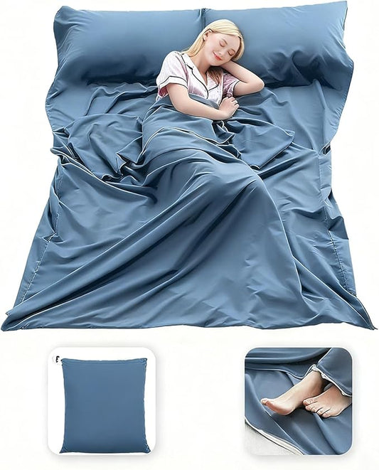 Sleeping Bag Liner Lightweight Compact Sleeping Bag Sack Portable Clean Travel Sheet Camping Sleep Sheet for Backpacking Hotel Hiking