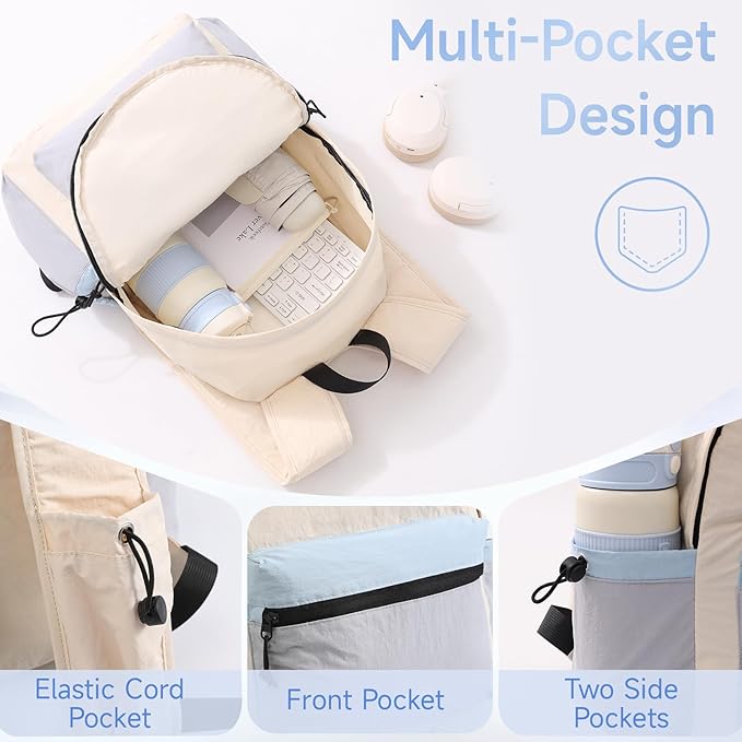 Hiking Backpack for Women Men 16L,Lightweight Foldable Backpack,Packable Hiking Daypack for Travel Camping Outdoor,Beige