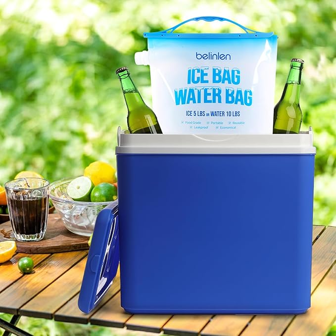 6 Pack Reusable Ice Bags for Cooler 5lb Cooler Ice Cube Bag with Sealed Sliding Handle, Long Lasting Cold Dry Freezer Packs Leakproof Ice Bag for Camping, Hiking, Fishing and Drinks(11 x 14)