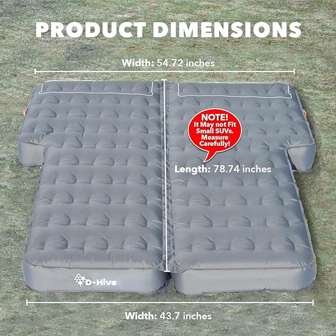 D-Hive Unbeatable Durability SUV Air Mattress for Car Camping, Durable Extra Thick 300D Oxford Fabric, Quick Easy Set-Up w/Electric Pump, Car Bed Mattress, Mattress for SUV, Air Mattress