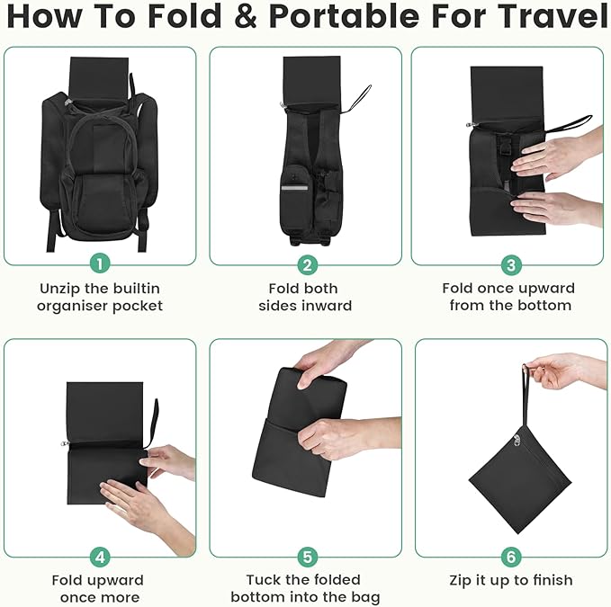 Small Hiking Backpack 15L-Lightweight Packable Foldable Backpack for Travel Camping Outdoor Commute,Compact Rucksack for Women Men(Black)