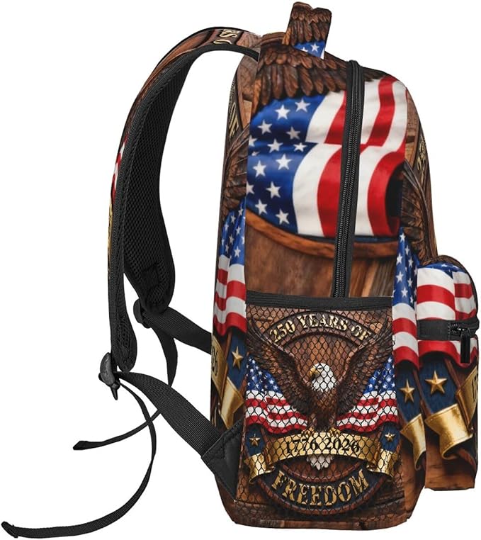 Lightweight Daypack Backpack for Trekking Work Running, Big Capacity Multipurpose Anti-Theft Bookbag, 250th Anniversary Freedom Eagle Art Business Computer Bag
