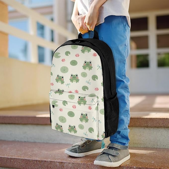 Large Rucksack for Outdoor Hiking and Camping with Daypack Design, Cute Frogs Daypack Backpack Men Women