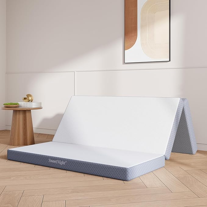 Sweetnight 4-Inch Tri-Fold Memory Foam Mattress, Twin Foldable Mattress with Washable Cover, Medium-Firm Feel, Non-Slip Bottom, Ideal for RV Travel, Camping, Guest Room, Floor Use