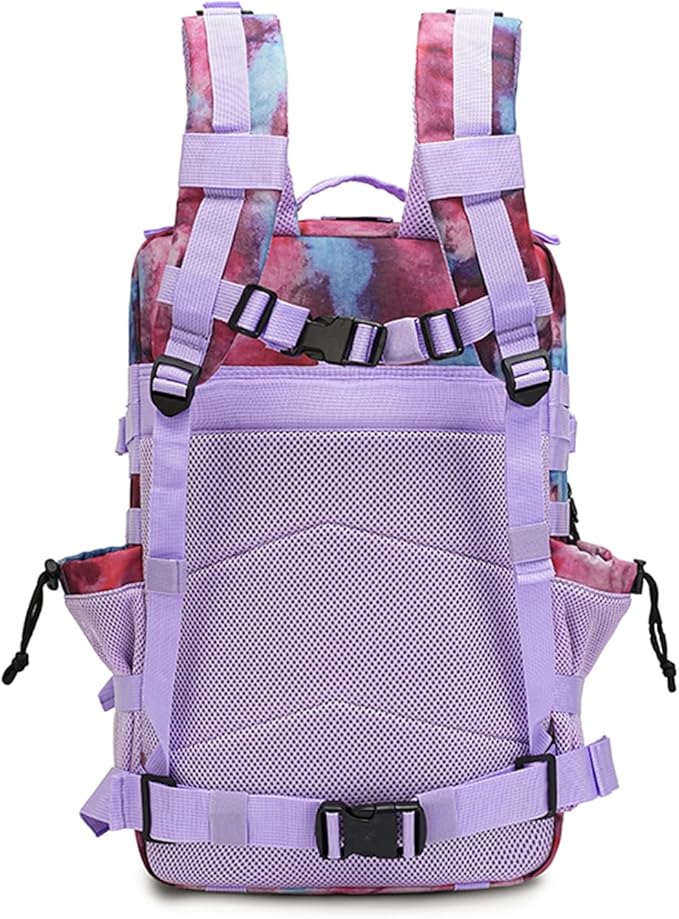 Military Tactical Backpack 45L Bug Out Bag Assault Pack Molle Daypack Hiking Gym Rucksack with Bottle Holder(Nebula Tie Stain)