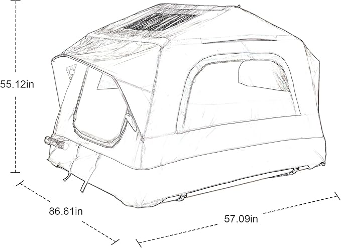 Inflatable Rooftop Tent for Car SUV Truck,2 Person Roof Top Camping Tent with Mattress & Ladder, Waterproof 300D Oxford Fabric, Windproof Design for Overlanding and Outdoor Adventure