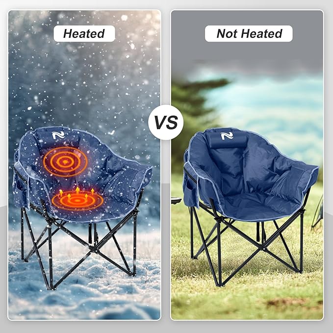 ABORON Oversized Heated Camping Chair, Three Model Portable and Foldable,Heavy Duty Support Up to 500 lbs, Ideal for Outdoor Adventures