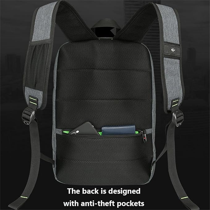 Outdoor Laptop Backpack with Solar Panel Built in, Backpacking Solar Panel Power Bank Waterproof Business Travel Bag with USB (B Black,Large)