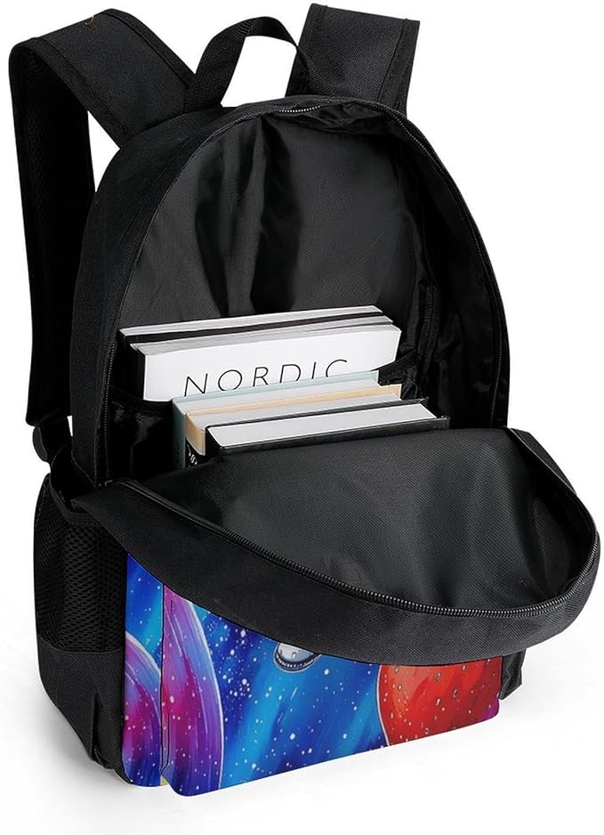 Supdreamc Daypack Backpack Anti-Theft Multipurpose Large Capacity Carry On Bag, Space Astronaut Galaxy Strawberry Art Traveling Camping Backpack With Side Pockets