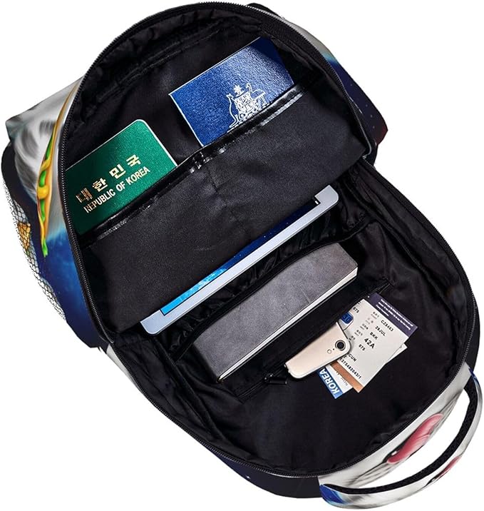 Rucksack Polyester Anti-Theft Multipurpose Galaxy Taco Cat Pizza Art Bookbag Big Capacity Travel and Sport Backpack Rucksack With Side Pockets
